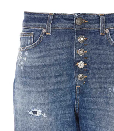 Dondup Trousers Featuring Distressed Effect And Rolled Cuffs In Blue