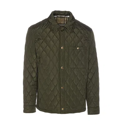 Burberry Long Sleeved Quilted Padded Jacket In Green