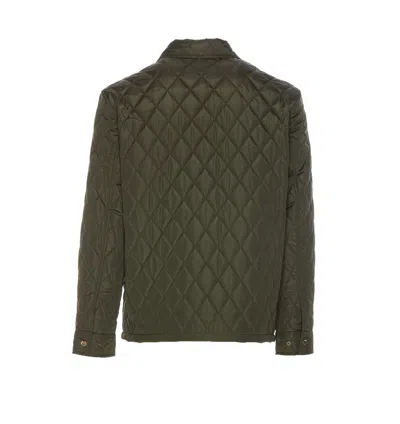 Burberry Long Sleeved Quilted Padded Jacket In Green