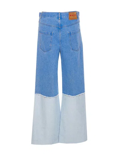 Marni Wide Leg Blue Jeans With High Turn-up In Blue