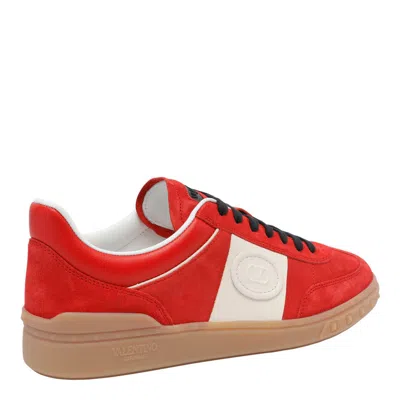 Valentino Garavani Upvillage Low Top Trainer In Split Leather And Calfskin Nappa Leather In Red