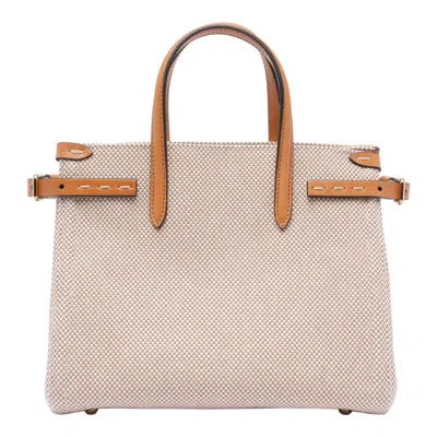 Valentino Antibes Canvas Handbag Structured Shape Buckle In Beige