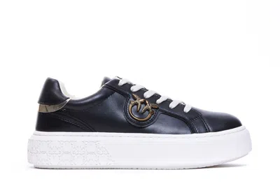 Pinko Leather Sneakers With Platform Sole In Black