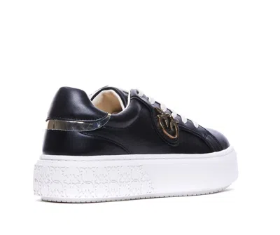 Pinko Leather Sneakers With Platform Sole In Black