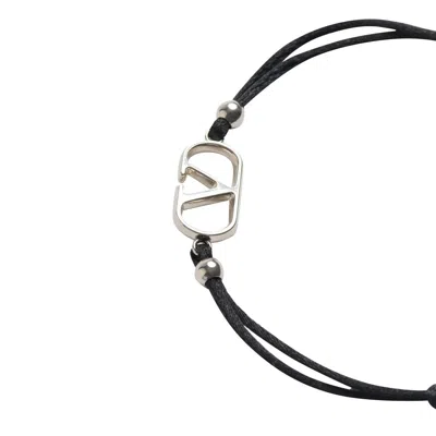 Valentino Garavani Garavani Vlogo Signature Cotton Bracelet Woman Black Uni In Black