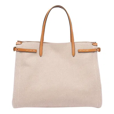 Valentino Antibes Medium Canvas Shopping Tote Bag In Beige