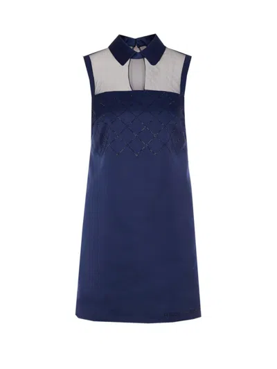 Elisabetta Franchi Blue Dresszip And Hook Closure On The Back In Blue