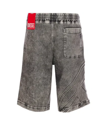 Diesel Men Logo D-enny-s Track Shorts In Grey
