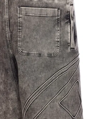 Diesel Men Logo D-enny-s Track Shorts In Grey