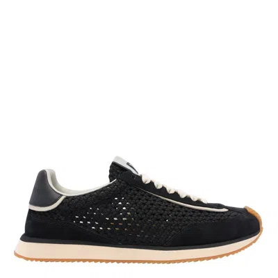 Dolce & Gabbana Dg Cushion Suede And Leather-trimmed Crocheted Sneakers In Black