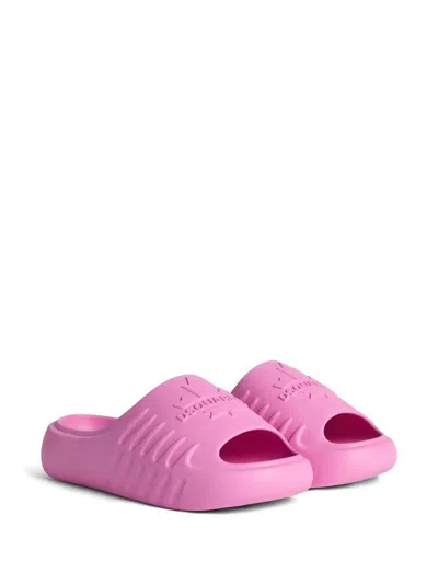 Dsquared2 Logo-embossed Open-toe Slides In Pink