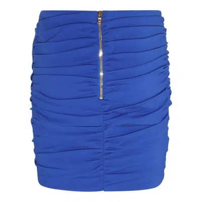 Balmain Draped Jersey Mini Skirt In Blue