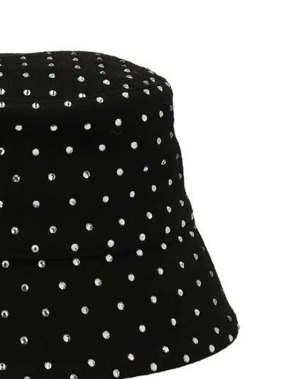 Ruslan Baginskiy Crystal Bucket Hat With Rhinestones And Polka Dot Pattern In Black