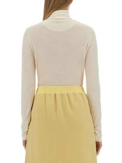 Jil Sander White Wool Blend Sweater In Beige