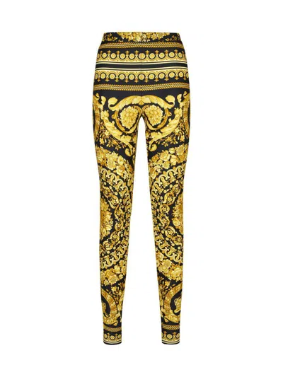 Versace Barocco-print Leggings In Multicolor