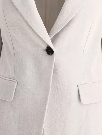 Brunello Cucinelli Cotton Blend Blazer In Grey