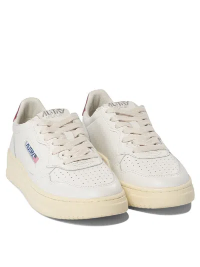 Autry Syrah And White Leather Medalist Low Sneakers In White, Red