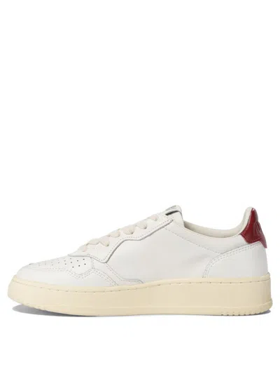 Autry Syrah And White Leather Medalist Low Sneakers In White, Red