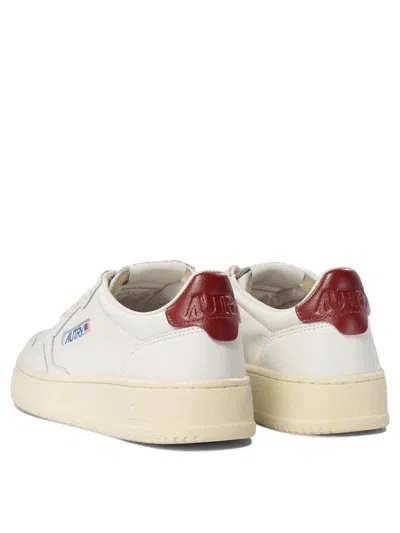 Autry Syrah And White Leather Medalist Low Sneakers In White, Red