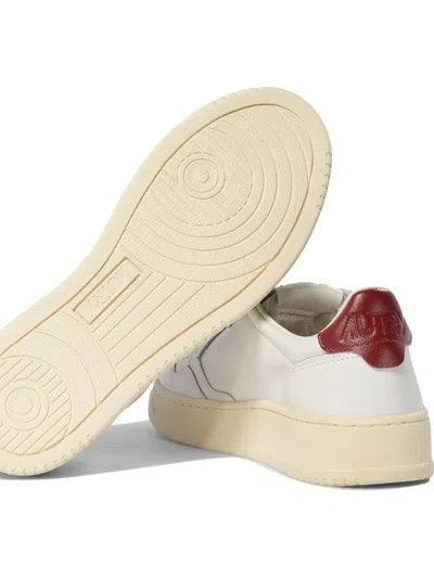 Autry Syrah And White Leather Medalist Low Sneakers In White, Red