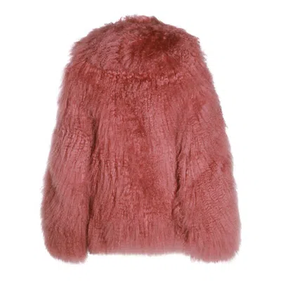 Attico The  Pink Viscose Fur Jacket In Vintage Rose