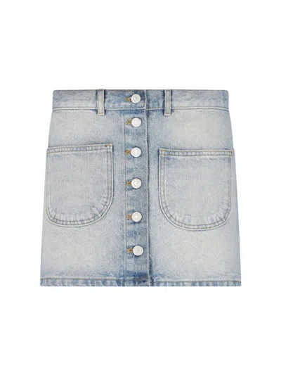 Courrèges Denim Mini Skirt In Blue