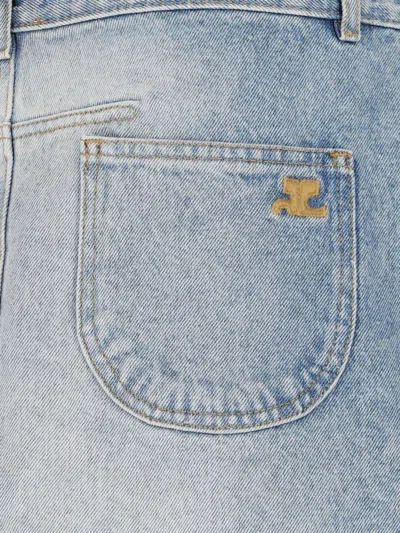 Courrèges Denim Mini Skirt In Blue