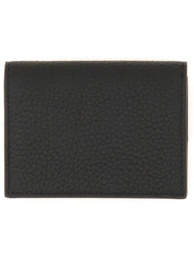 Dolce & Gabbana Small Zip-around Wallet In Calfskin With Raised Logo In Black
