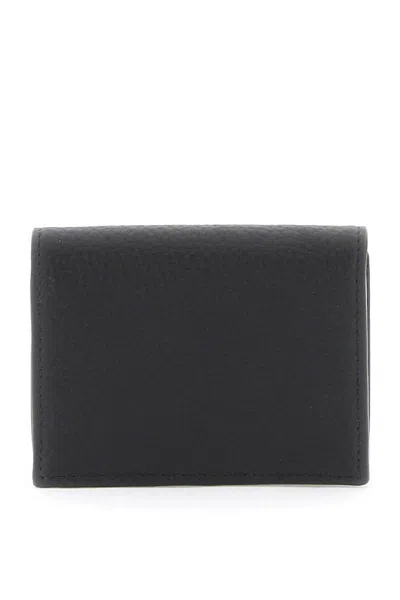 Dolce & Gabbana Small Zip-around Wallet In Calfskin With Raised Logo In Black