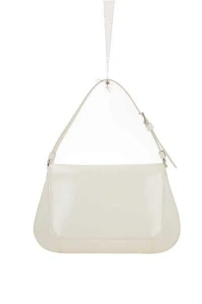 Amina Muaddi Women Black Leather Ami Shoulder Bag In Beige