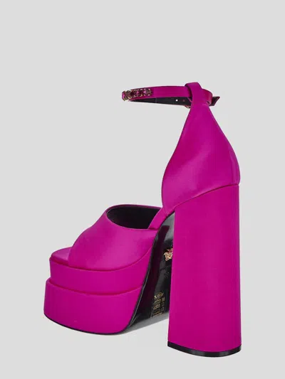 Versace Medusa Aevitas Platform Sandals In Deep Fuxia-oro