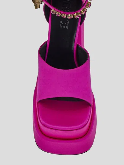 Versace Medusa Aevitas Platform Sandals In Deep Fuxia-oro