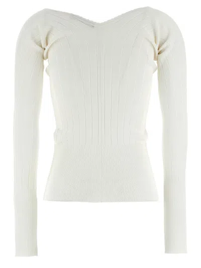 Jacquemus Matte White Ribbed Viscose T-shirt In White