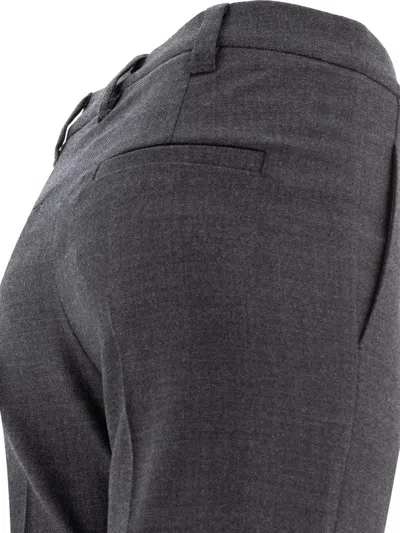 Brunello Cucinelli Wool Cigarette Trousers With Monili In Grey