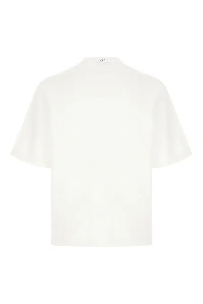 Burberry White Crewneck T-shirt With Equestrain Knight Patch In Cotton Man In White