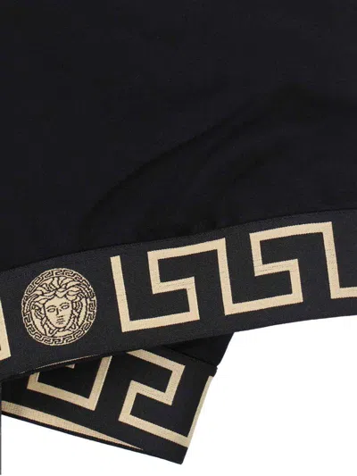 Versace Black Greca Border Bra In Black