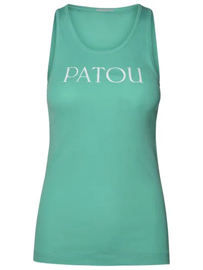 Patou Light Blue Cotton Tank Top In Mint Green