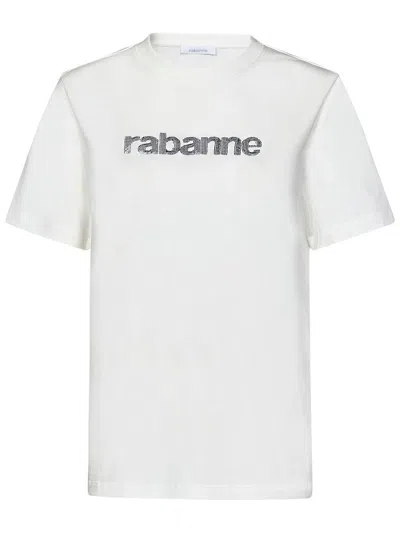 Rabanne Embellished Logo Regular T-shirt In White