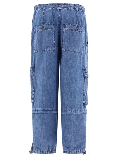 Isabel Marant Étoile Ivy Cargo Pants In Washed Effect Canvas Fabric In Blue