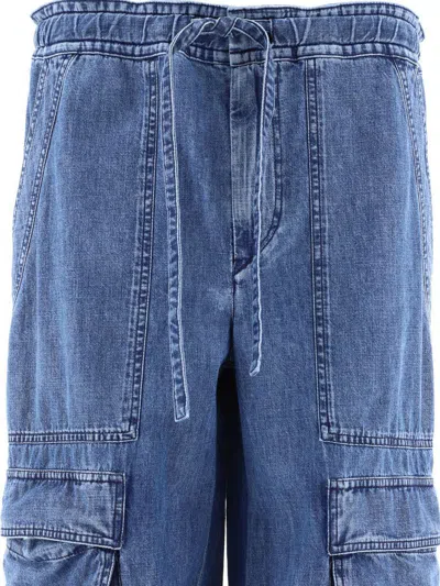Isabel Marant Étoile Ivy Cargo Pants In Washed Effect Canvas Fabric In Blue