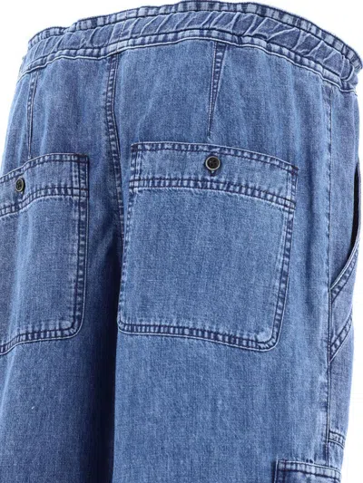 Isabel Marant Étoile Ivy Cargo Pants In Washed Effect Canvas Fabric In Blue