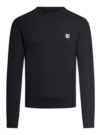 Maison Kitsuné Black Fox Head Long Sleeve T-shirt In Black