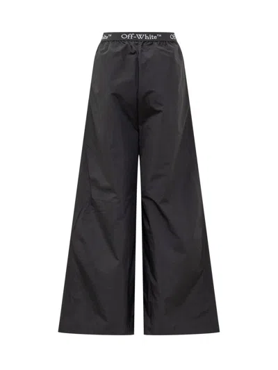 Off-white Logoband Nylon Trousers In Black