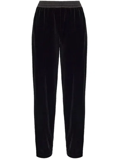 Emporio Armani Velvet Loose Fit Trousers In Black