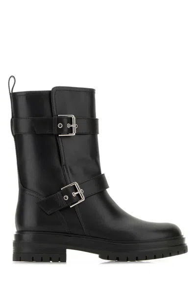 Gianvito Rossi Thiago Black Leather Mid-height Boots In Black