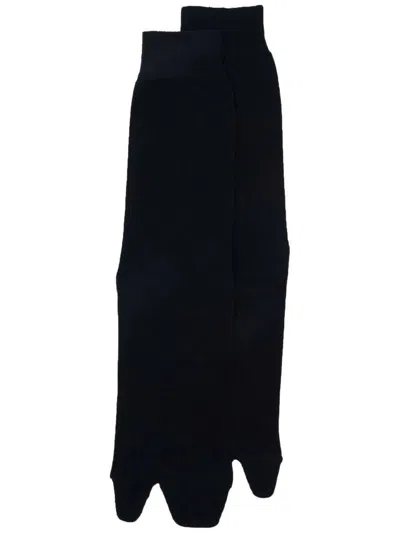 Maison Margiela Jersey-wool Tabi Crew-length Socks Clothing In Blue