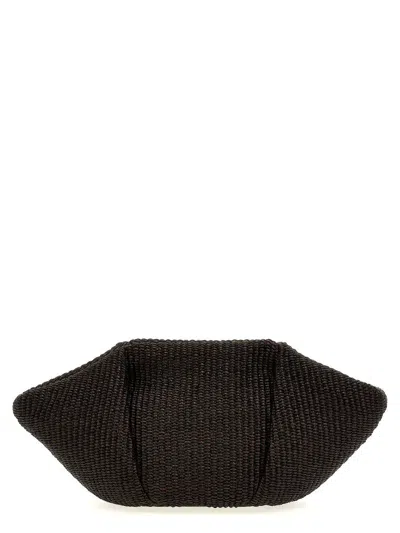 Brunello Cucinelli Structured Top Handle Woven Clutch Bag In Brown