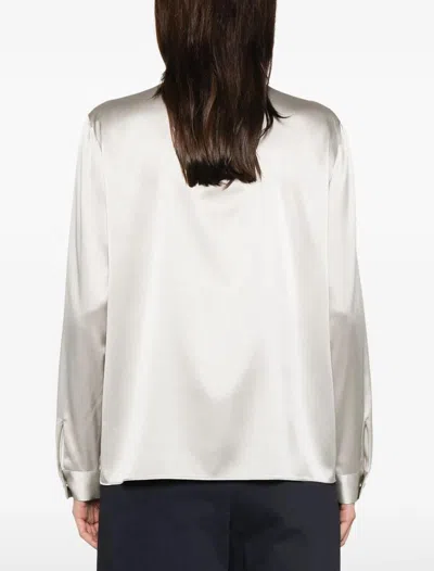 Emporio Armani Silk Shirt Satin Buttoned Cuffs In Sel De Camargue