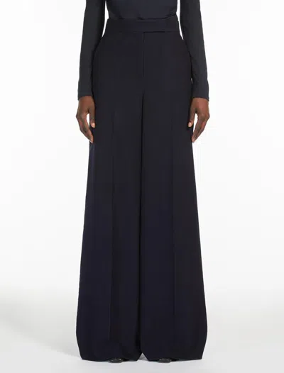 Max Mara Fiesta Silk Satin Slit Wide Pants In Blue
