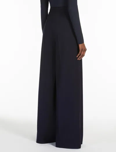 Max Mara Fiesta Silk Satin Slit Wide Pants In Blue